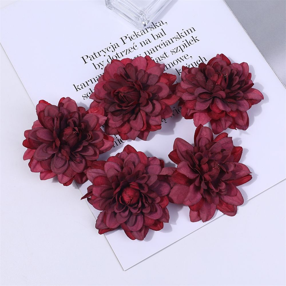 Dahlia Silk Artificial Wreath Flowers Wedding Home Decorate Fake Head Flower 5pc