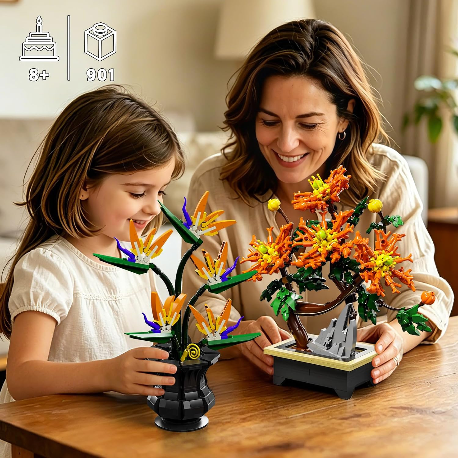 Botanical Flower Building Kit 901PCS for Adults Kids 8+ DIY Potted Bonsai Buildi