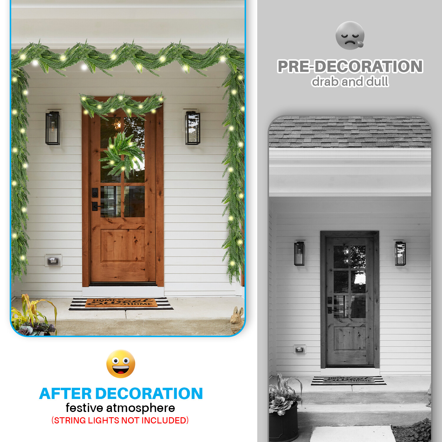 Patio Artificial Hanging Garland Faux Ivy Leaves Plants Vines, Light Green