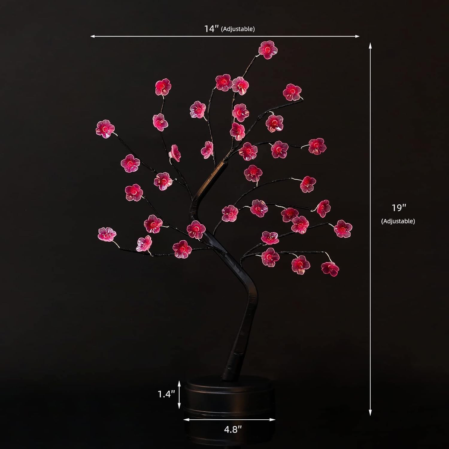 2 Pack Cherry Blossom Tree Lamp, 18inch 36 Led Bonsai Tree Lights, Battery/US…