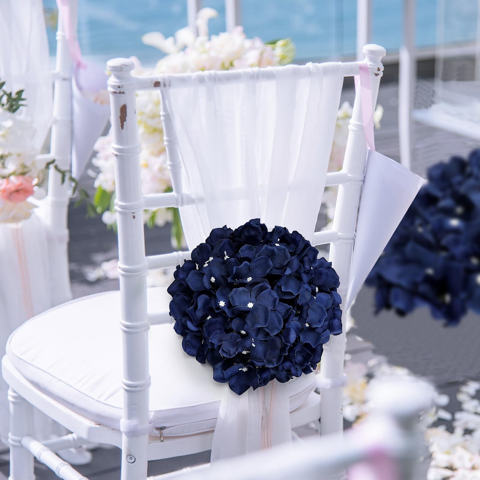 DIYDOFUN Hydrangea Flower Balls – 12 PCS 8.27″ Navy Blue Centerpiece
