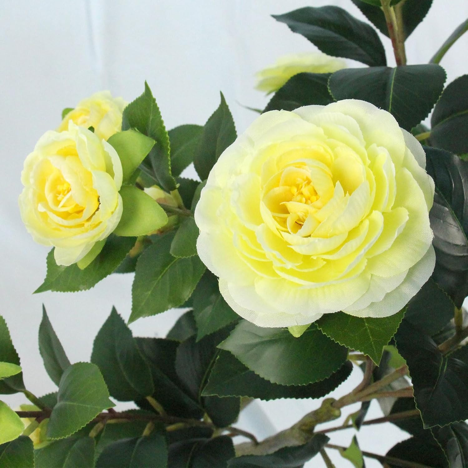 Artificial Camellia Tree, 4FT Faux Camellia Plant Indoor, Realistic Artificial T