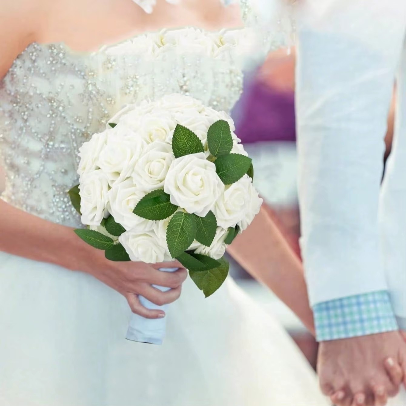 25PCS Artificial Foam Rose Flowers DIY Wedding Party Home Floral Decoration 7cm
