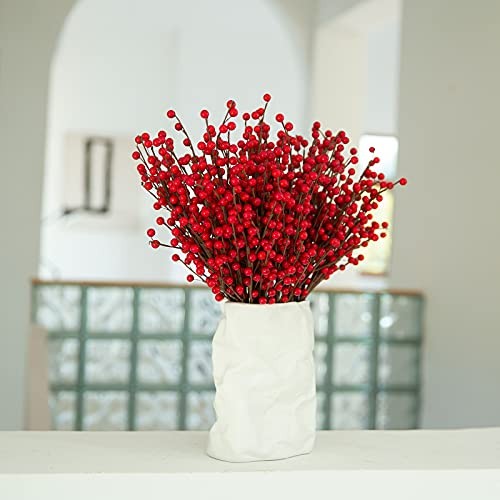 12 Pack Berry Stems – 12.6” Holly Berry Stems for Christmas Tree 12pack