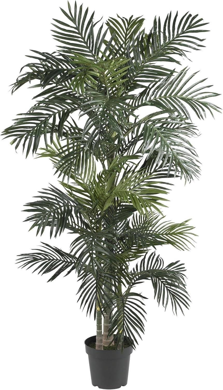 6.5 ft Artificial Golden Cane Palm Tree with Nursery Pot | Lifelike Silk Indo…