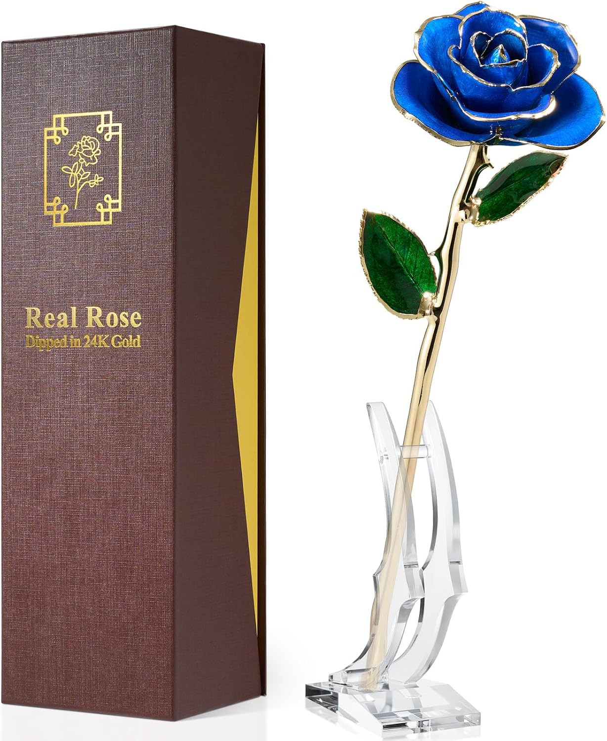 Gold Dipped Rose – Real Rose Preserved in 24K Gold with Stand, Forever Gift for