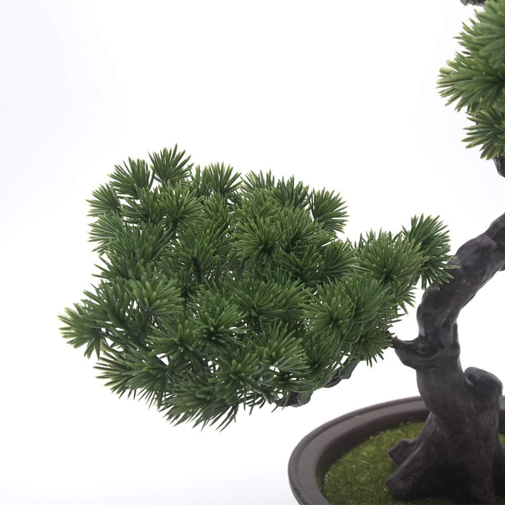 Artificial Bonsai Pine Tree, 11Inch Faux Potted Plant Desk Display Fake Tree Pot
