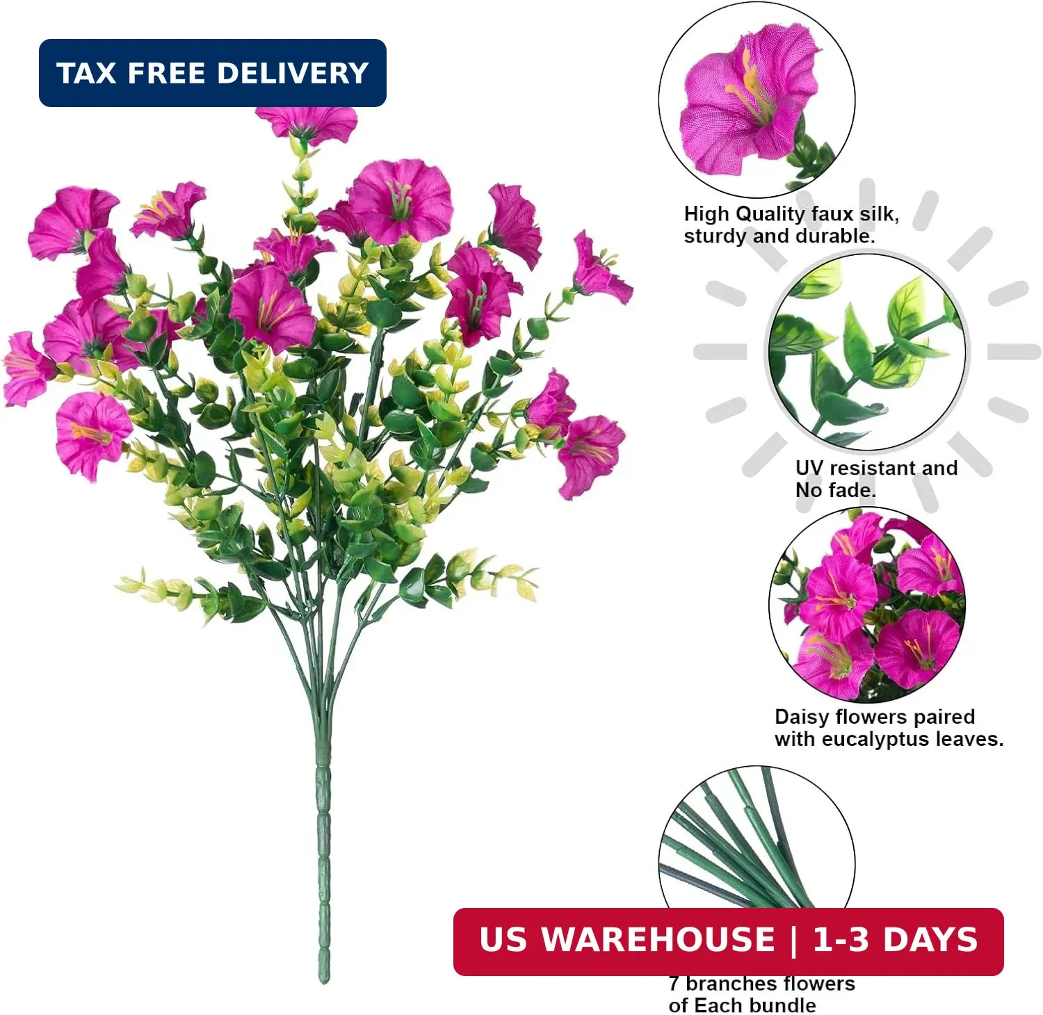Artificial Flowers Fake Plants for Outdoors Decoration, 12 Bundles Silk Morning