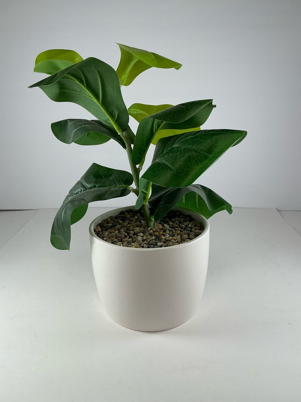 Artificial Fiddle Leaf Fig Plant in a White Pot with Gravel Look