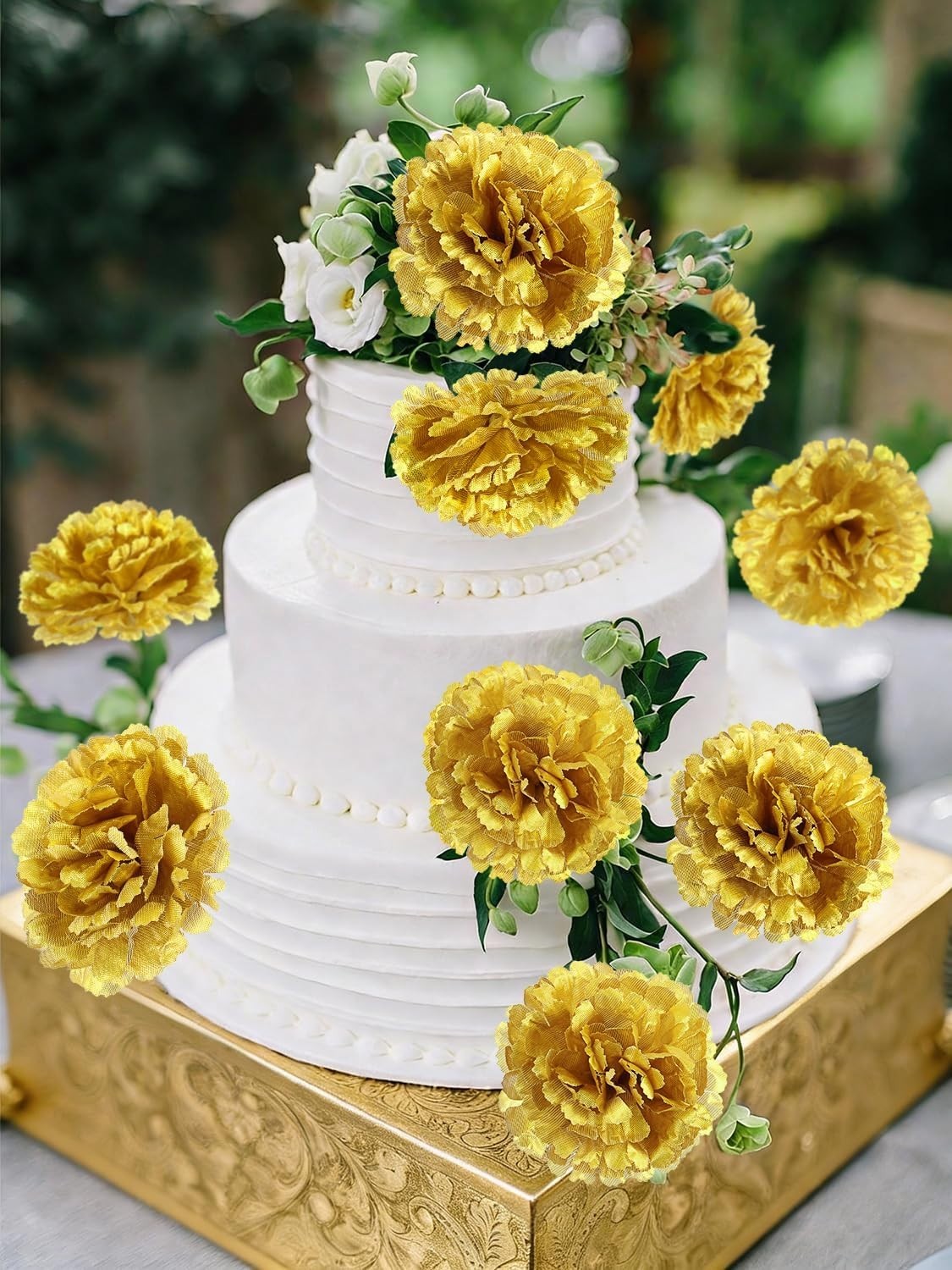 108pcs Carnation Head Flowers with Stem – Gold Artificial Flowers Carnations …