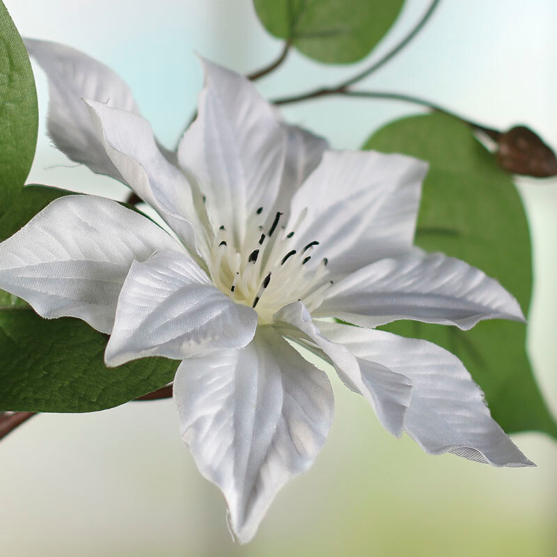 Package of 2 White Artificial Clematis 34″ Floral Sprays