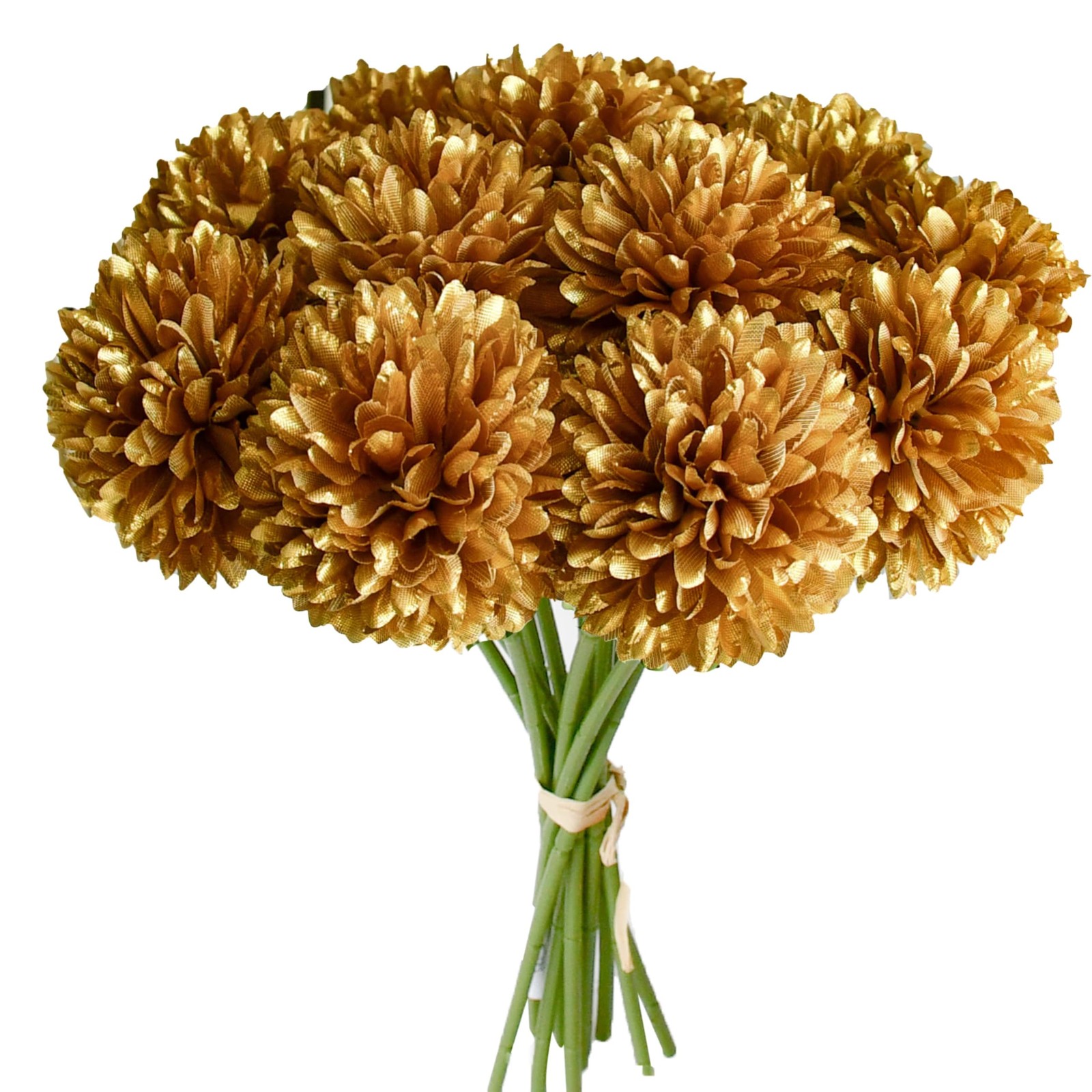 12 Pcs Gold Silk Chrysanthemum Artificial Mums Flowers Centerpiece