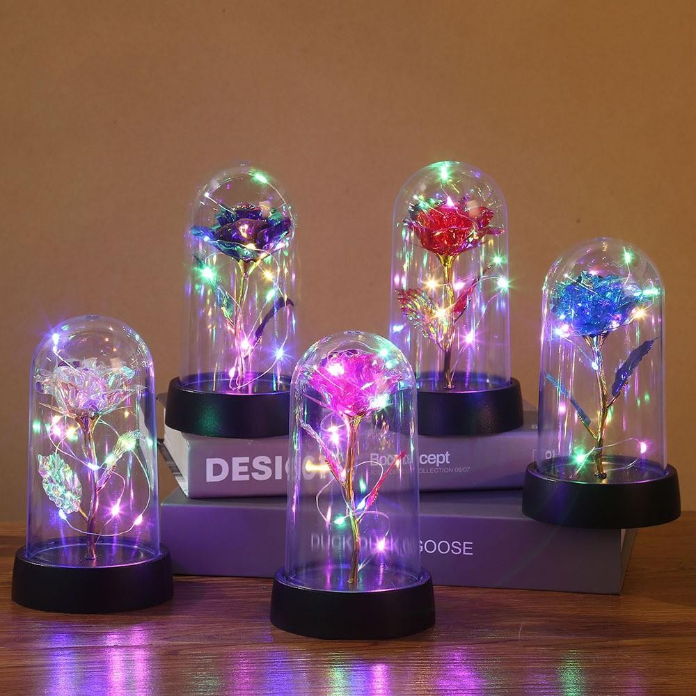 1pc Hot LED Enchanted Galaxy Rose Eternal Beauty Rose with Fairy Lights in Dome