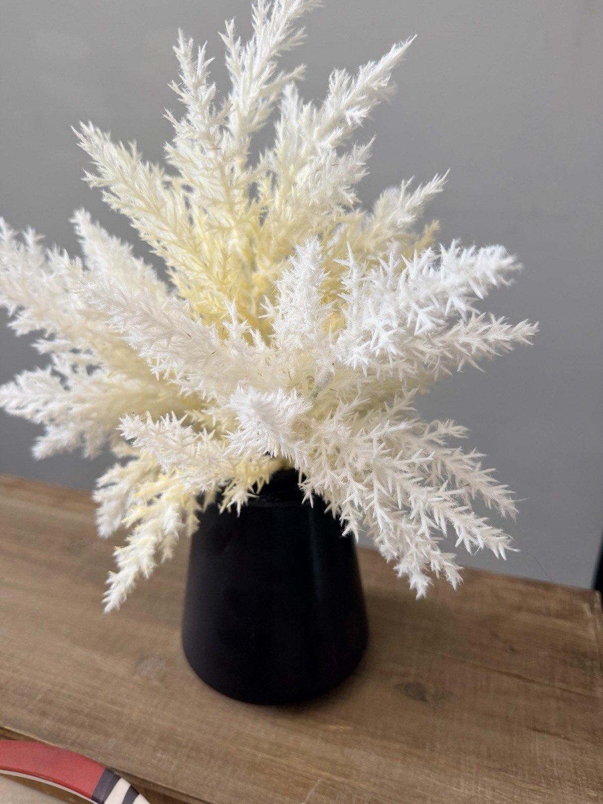 Artificial Cream & White Floral Arrangement & Centerpiece in Black Vase