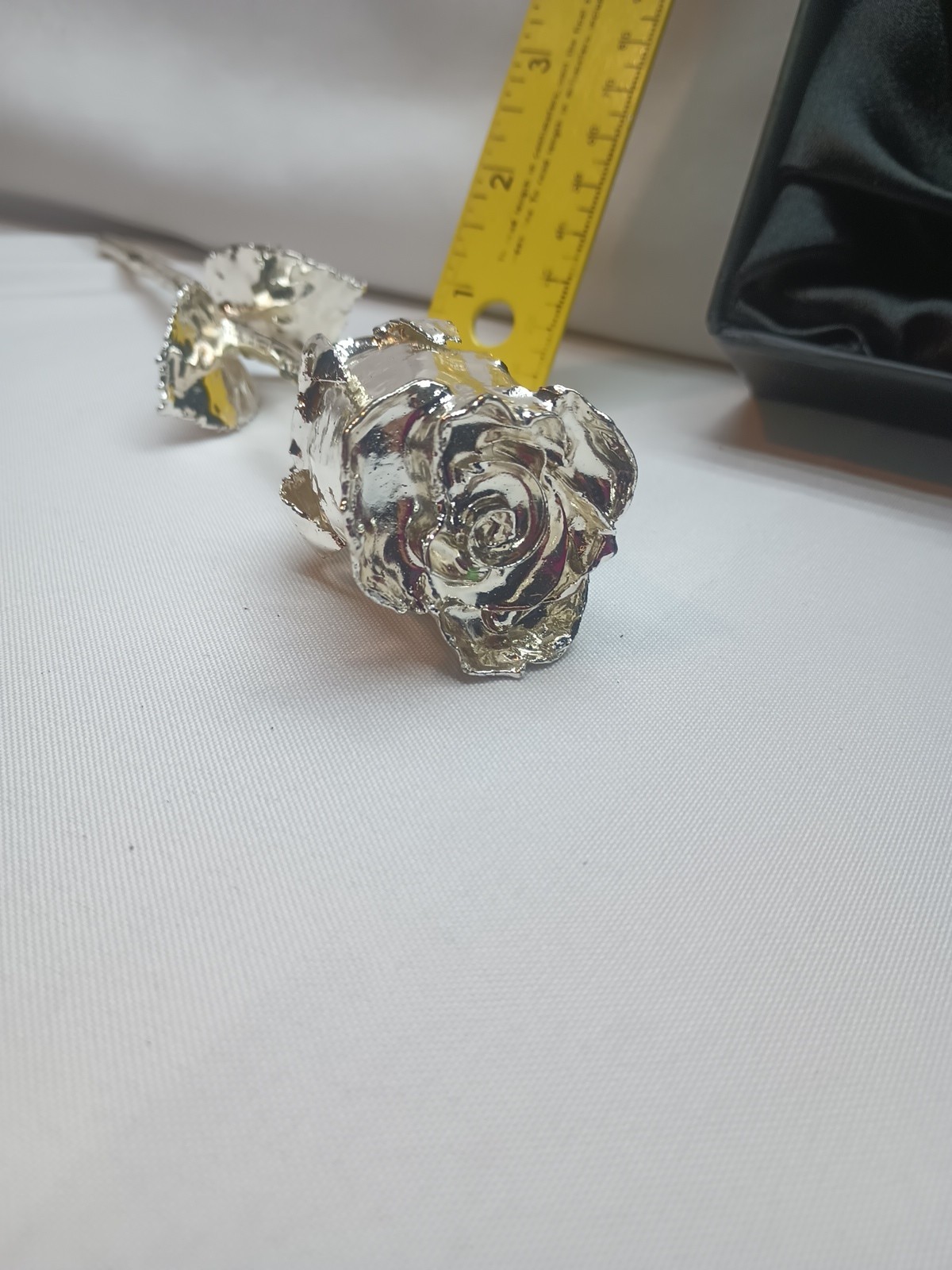 Genuine Silver Dipped Rose – Stem Petals and Leaves 12″