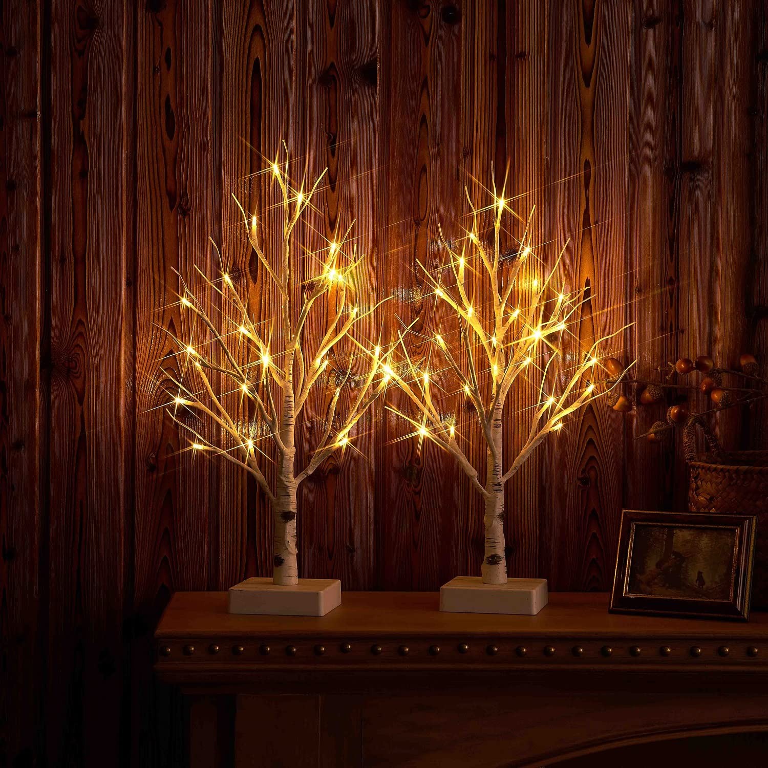 Lighted Birch Tree with Timer Battery Operated 18in Home Decor Tabletop, Pre …