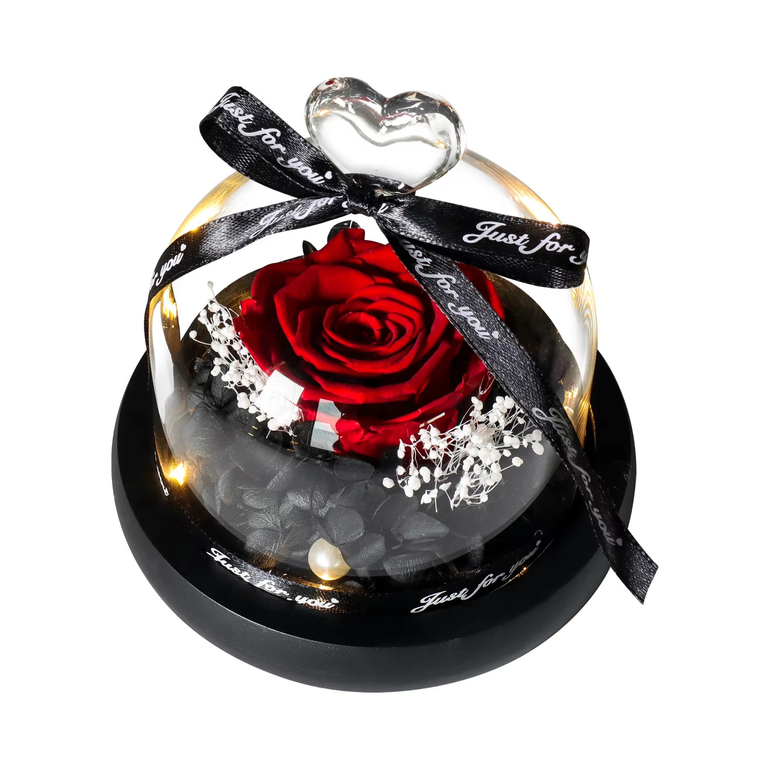 Eternal Rose in Glass Dome with LED Light – Ideal Gift for Women and Moms