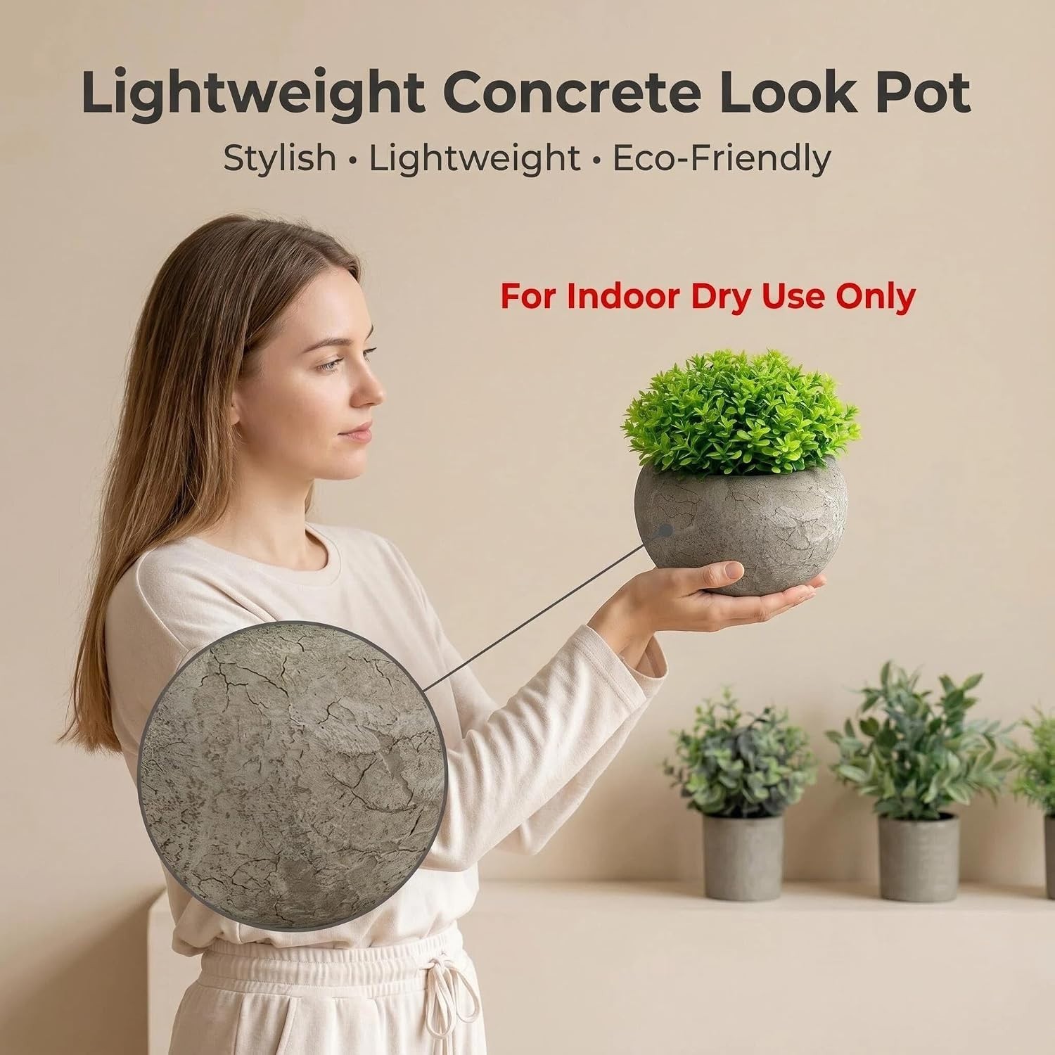 Chic Round Leaf & Grass Artificial Plants – 5 Potted Greenery for Office or Home