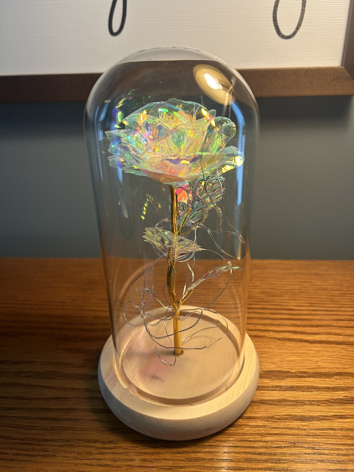 Price Drop! Crystal Galaxy Rose in the Glass Dome 20 LED Lights