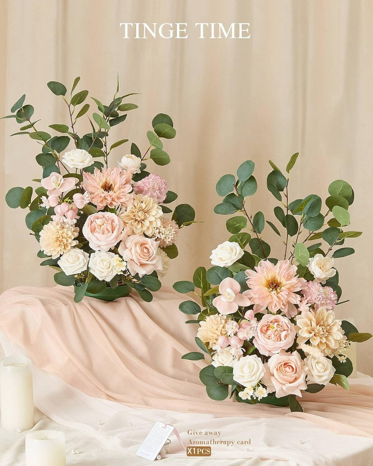 TINGE TIME Free-Standing Artificial Flower Set of 2, with Rubber Pad