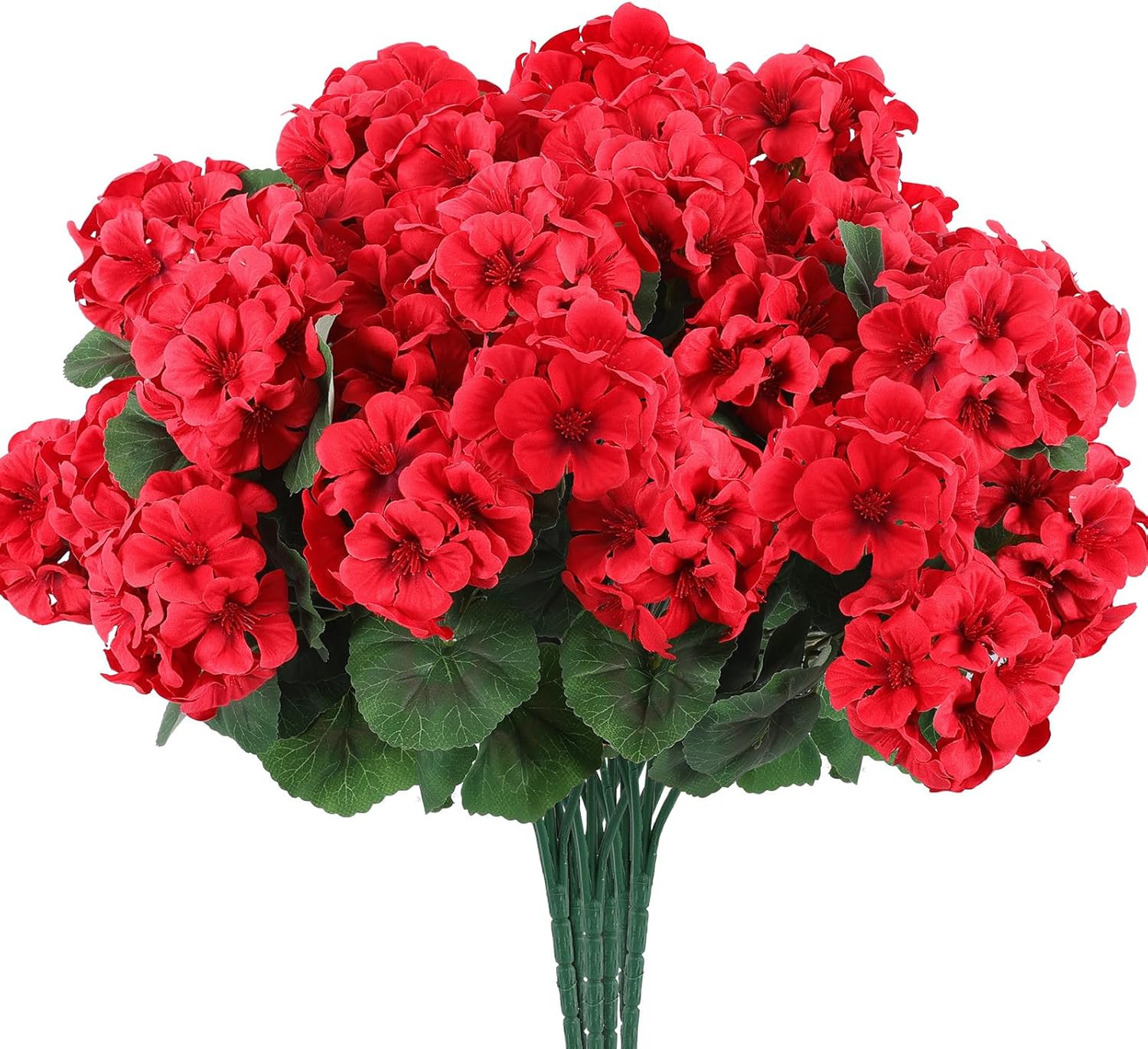 2 Set Red Geraniums with Hanging Baskets for Outdoor Decor – 12 Pcs