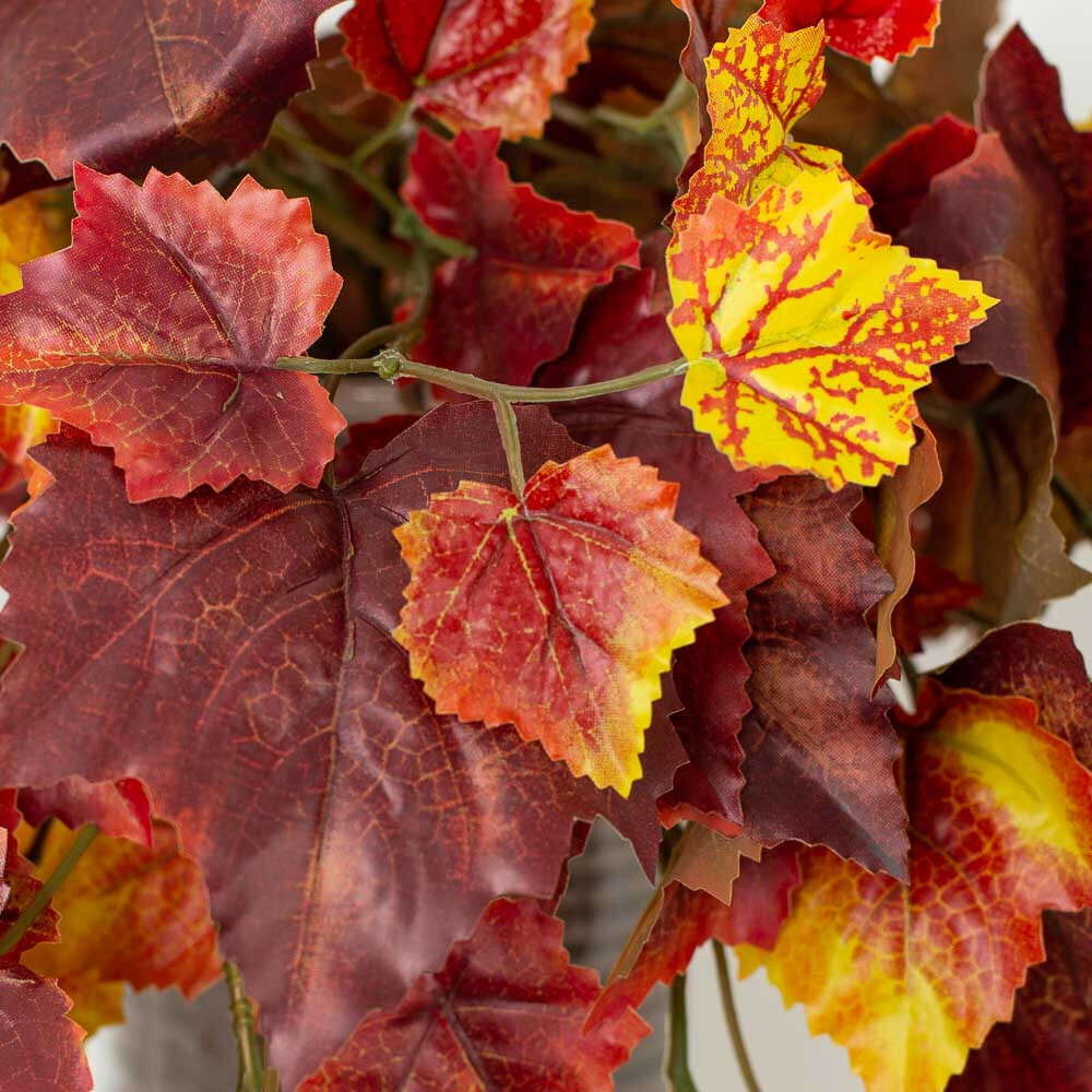 Real Touch Lifelike Rustic Autumn Harvest Artificial Orange Grape Leaf 39″ Bush