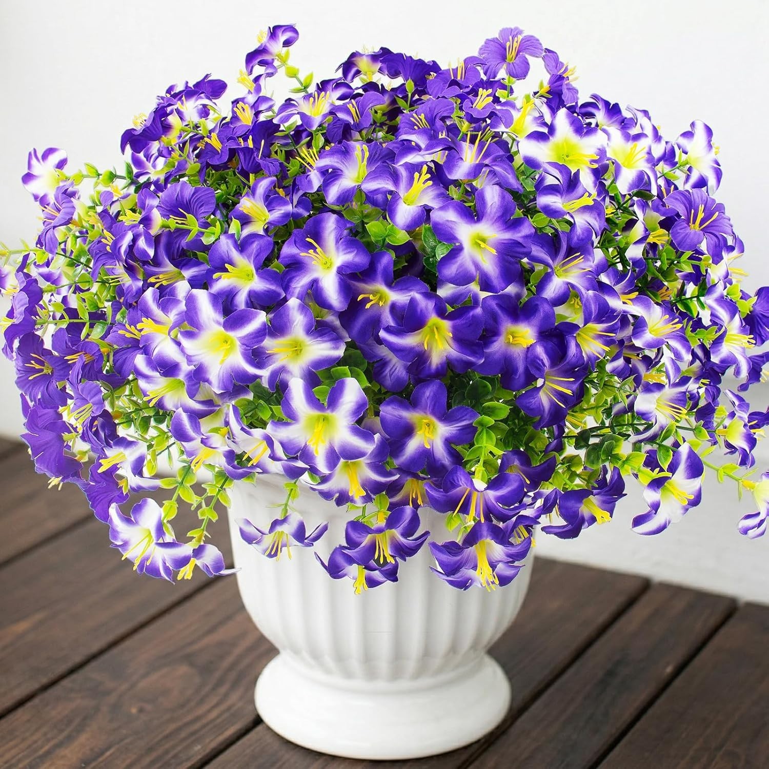16 Pcs Artificial Petunias Flowers UV Resistant Outdoor Garden Porch Decor Purpl