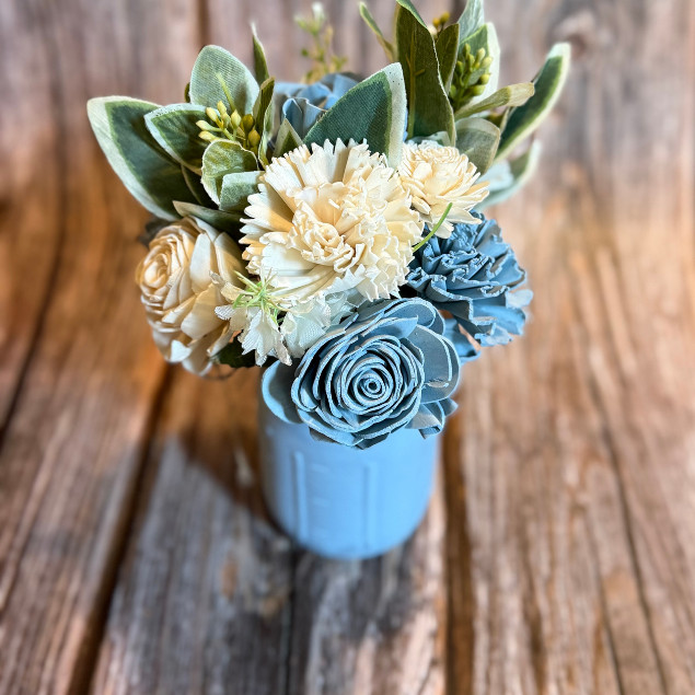 Sola Wood Floral Arrangement 16oz Mason Jar Personalized Custom Baby Shower Gift
