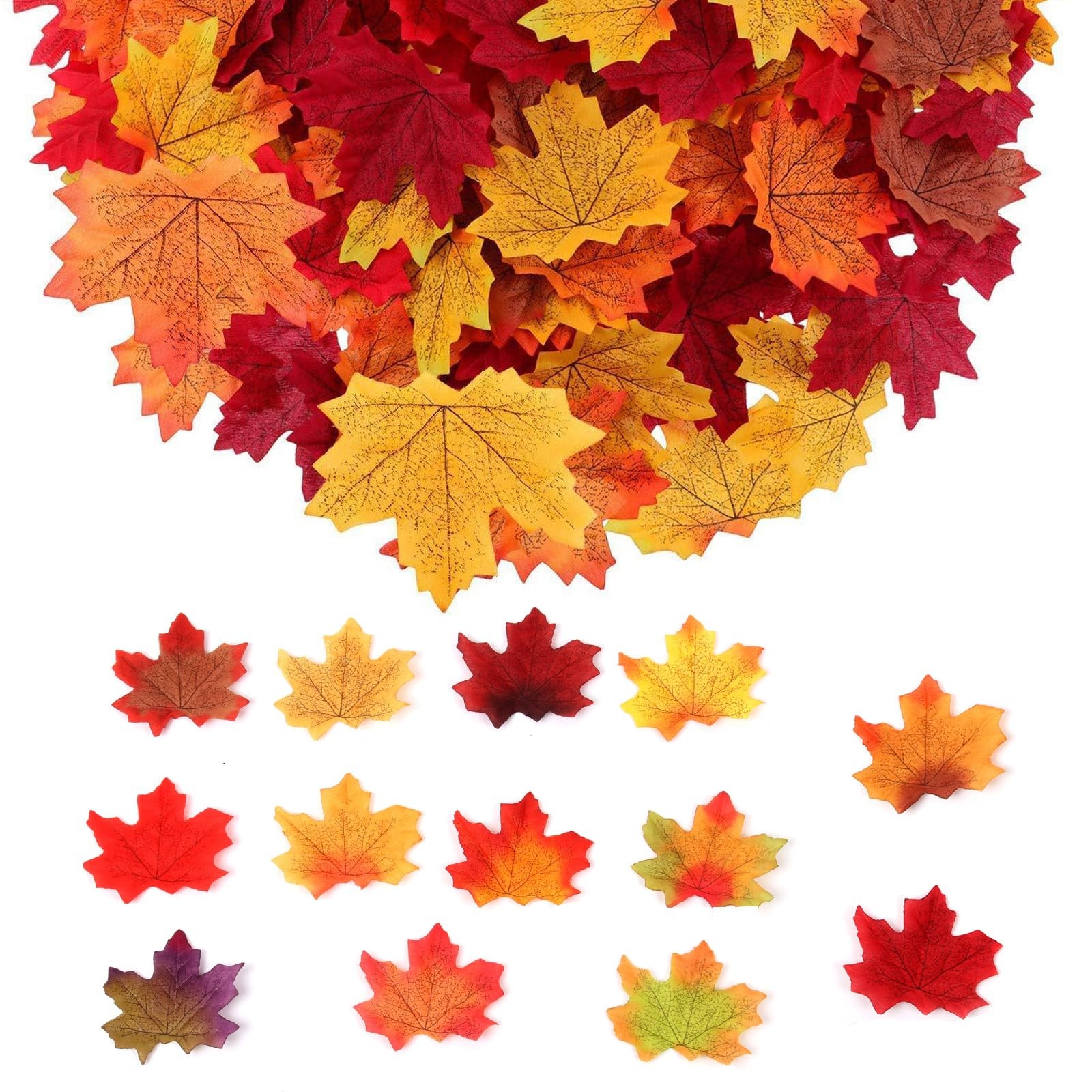 100Pcs Fake Fall Leaves, 8cm/3.15inch Autumn Leaves, Fall Party Decorations M…