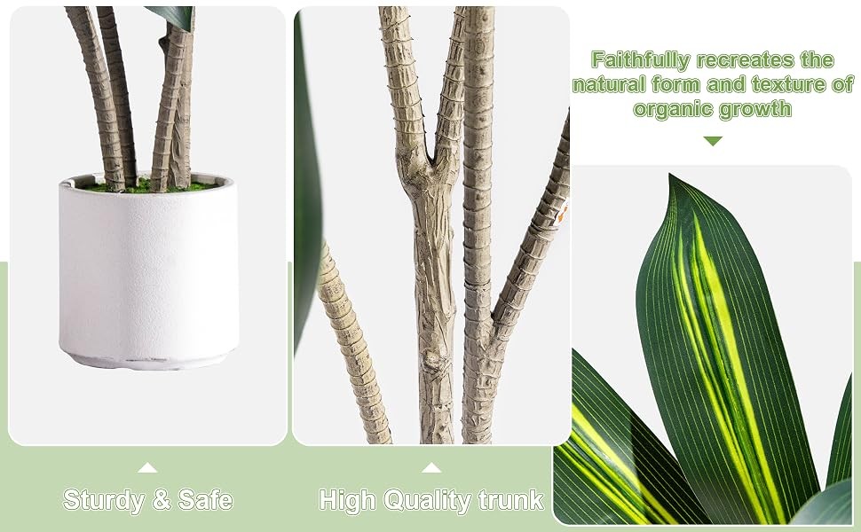 Erimda Artificial Fiddle Leaf Fig Tree 7ft with White Planter Realistic Fiddle