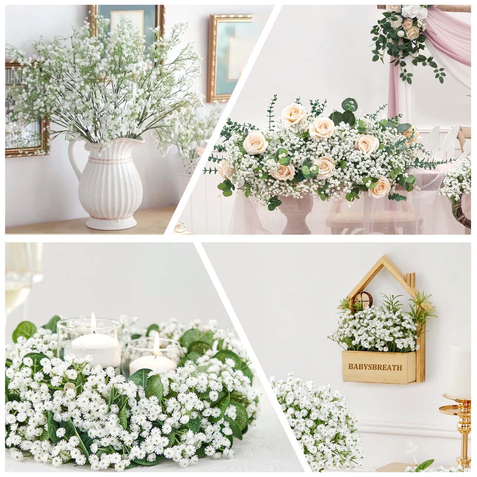 Artificial Babys Breath Flowers Bulk White Fake Floral Decor 28CM 36 PCS