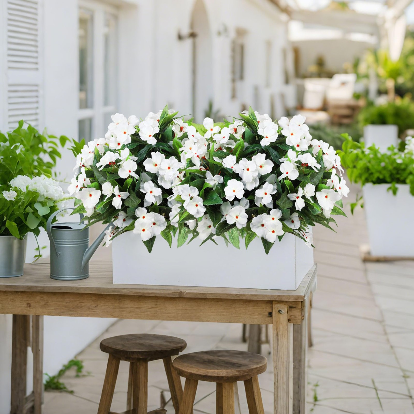 6 Bundles Artificial Impatiens Flowers for Outdoors Decoration, Silk Flowers …