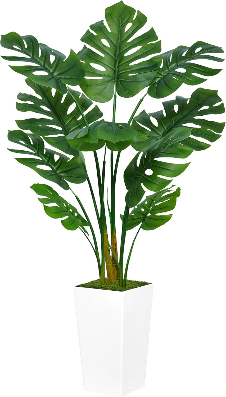 Artificial Monstera Deliciosa Plant 5FT – Faux Tropical Palm Tree with White Tal