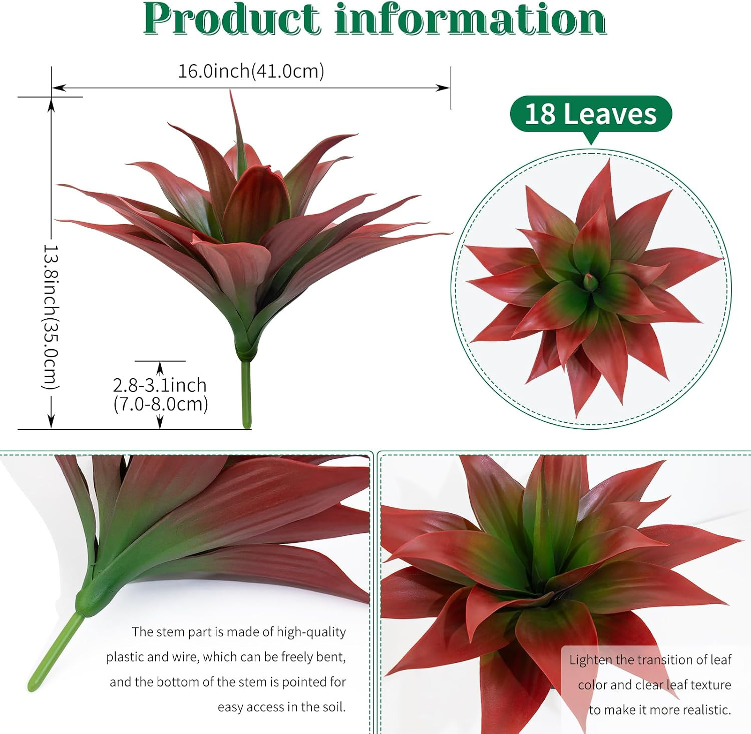 16″ Faux Agave Plant 2-Pack – UV Resistant Tropical Decor for Indoor/Outdoor