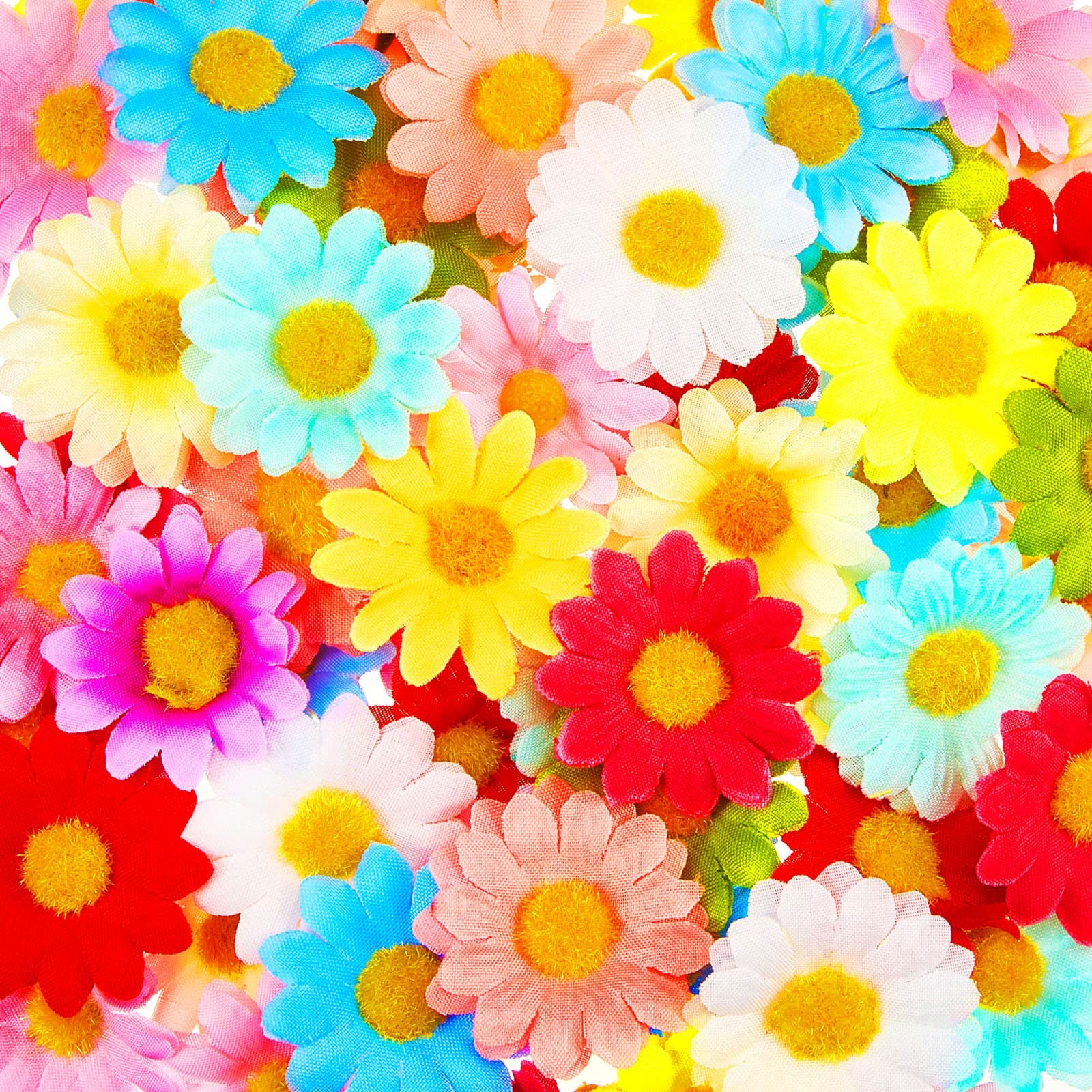 200 Pcs Faux Daisy Flower Heads for Craft Mini Fabric Daisy Flower Heads Bulk…