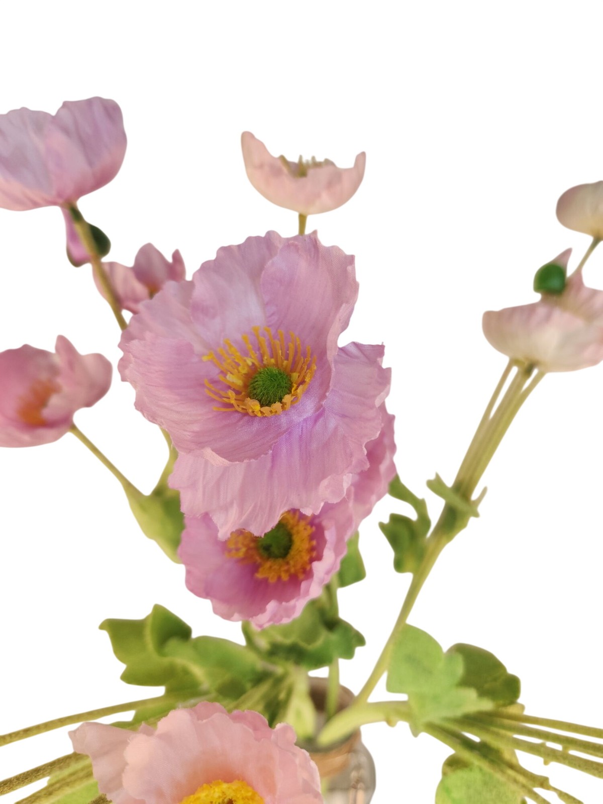 Pink Lavender Artificial Poppy Bouquet 24 Inch Faux Flowers Cottage Home Decor