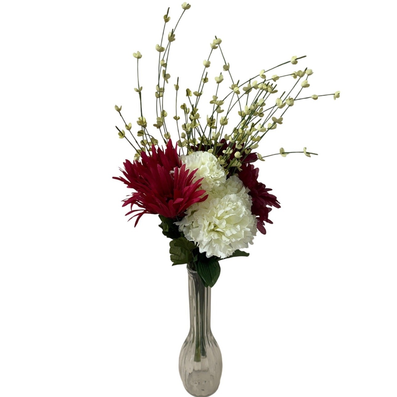 Tall Artificial Floral Arrangement Glass Vase Decor