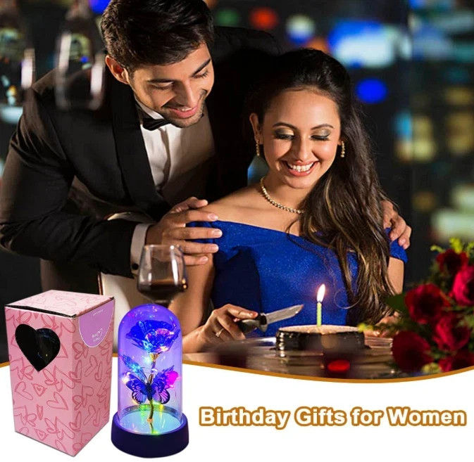 Gift for Women Gift for Mother Forever Rose Light Up Glass Dome Gift