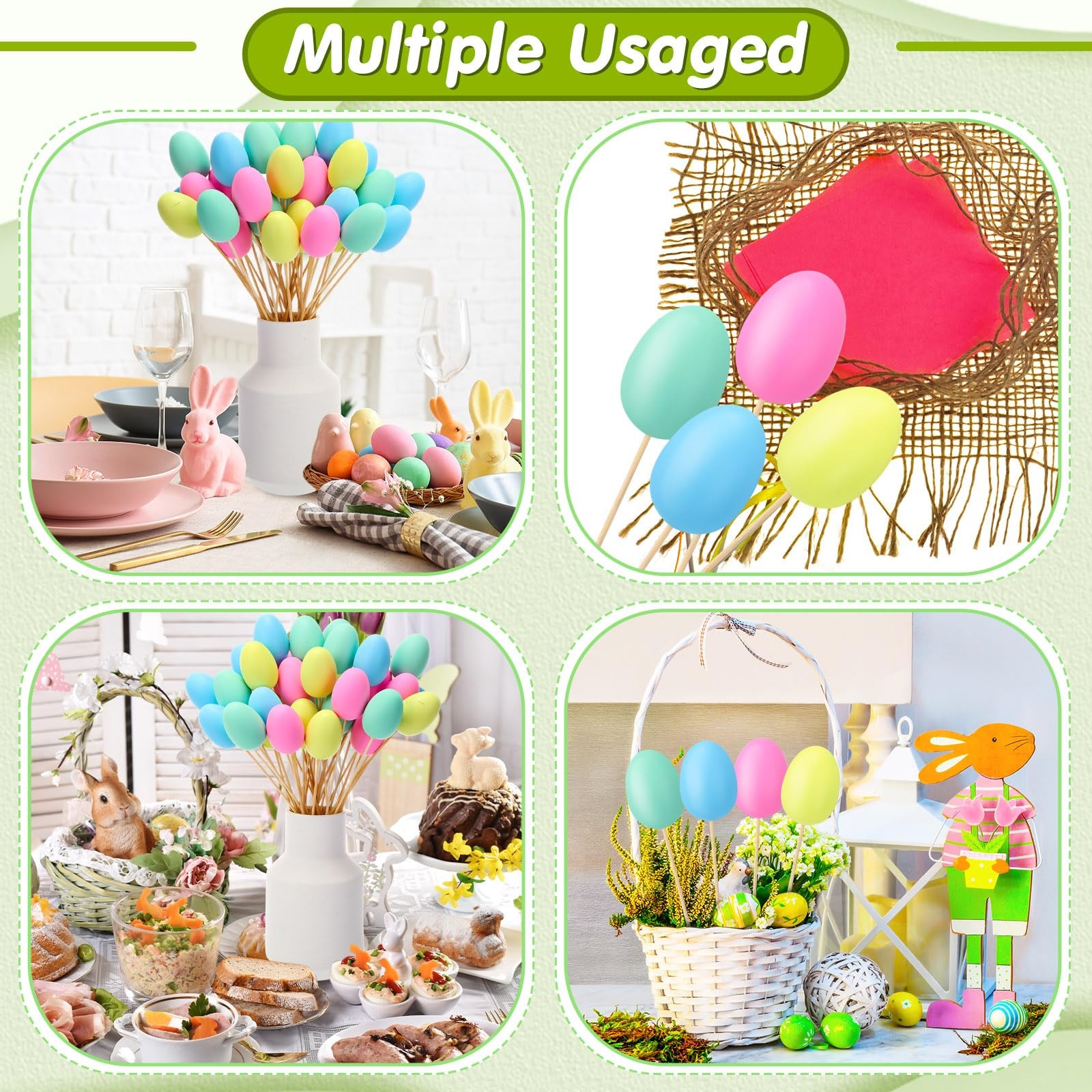 40 Pcs Easter Egg Picks Pastel Foam Floral Sticks Easter Decorations for Home…