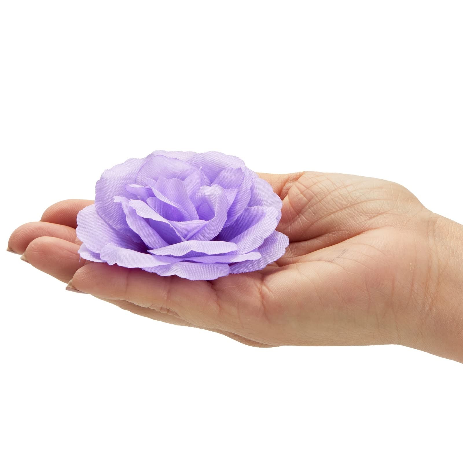 Silk Foam Roses – 50 Stemless 3in Light Purple Heads – Realistic Blooms for W…