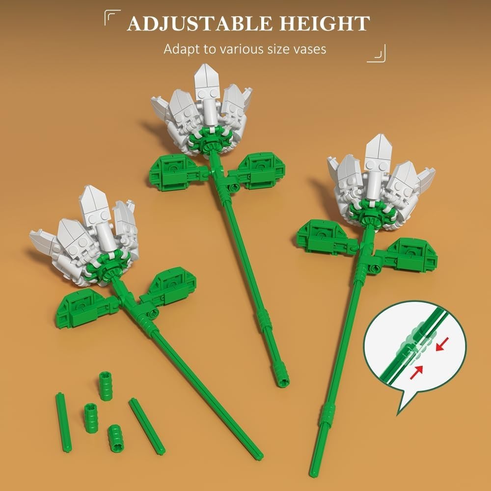 Create Lasting Memories with 1461PCS Adjustable Flower Bouquet Building Set