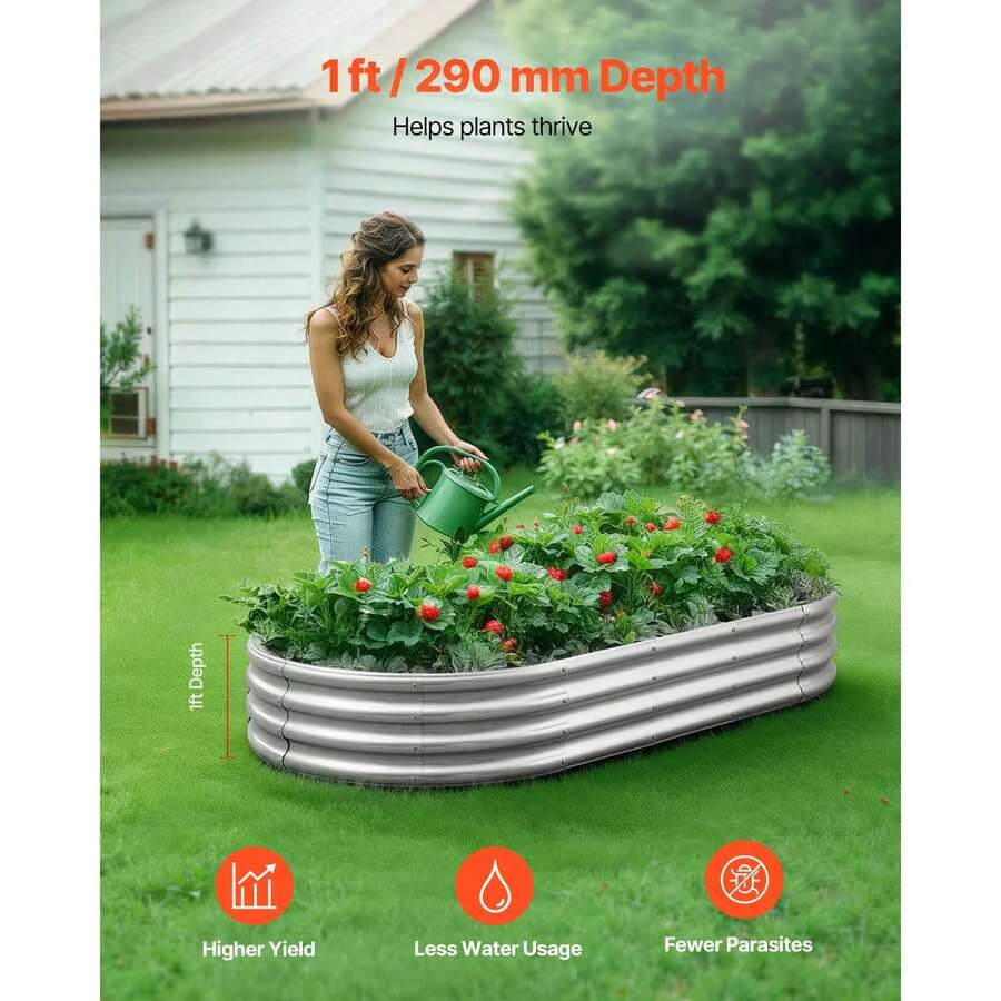 Metal Raised Garden Bed 6 X 3 1 Ft Outdoor Galvanized Planter Box Open Bottom