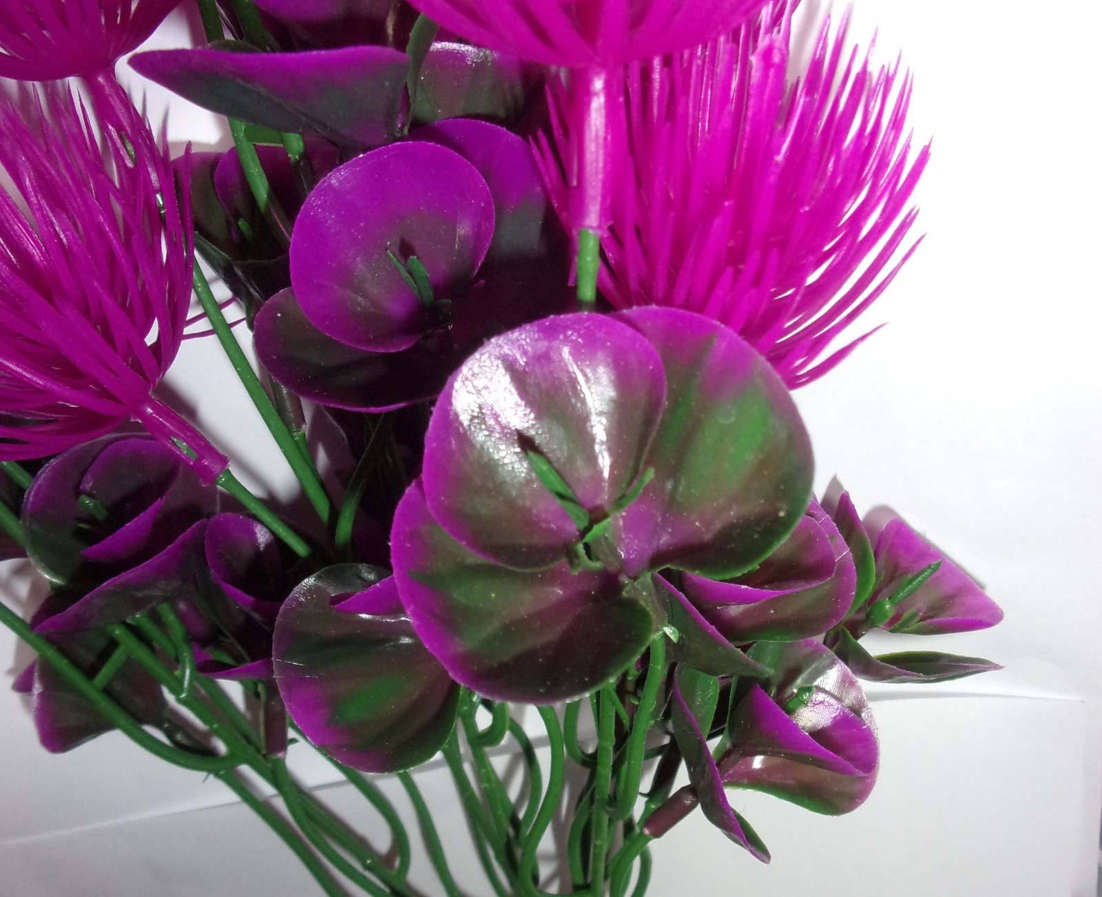 (2) 17″ tall UV resistant hot pink pom-pom & purple sweet pea artificial flowers