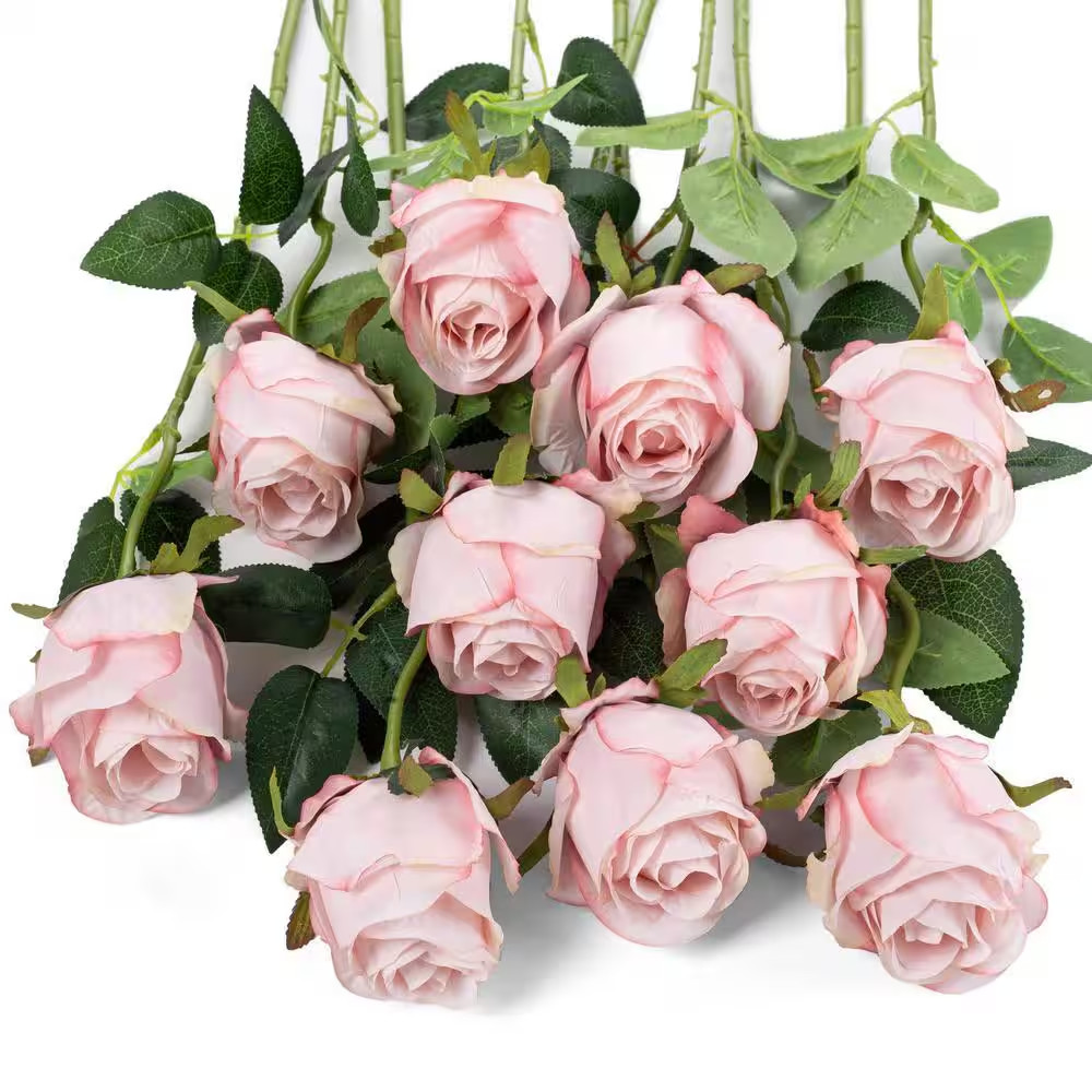 20 .5″H 10Pcs Artificial Rose Flowers Long Stem Fake Silk Roses for DIY Wedding