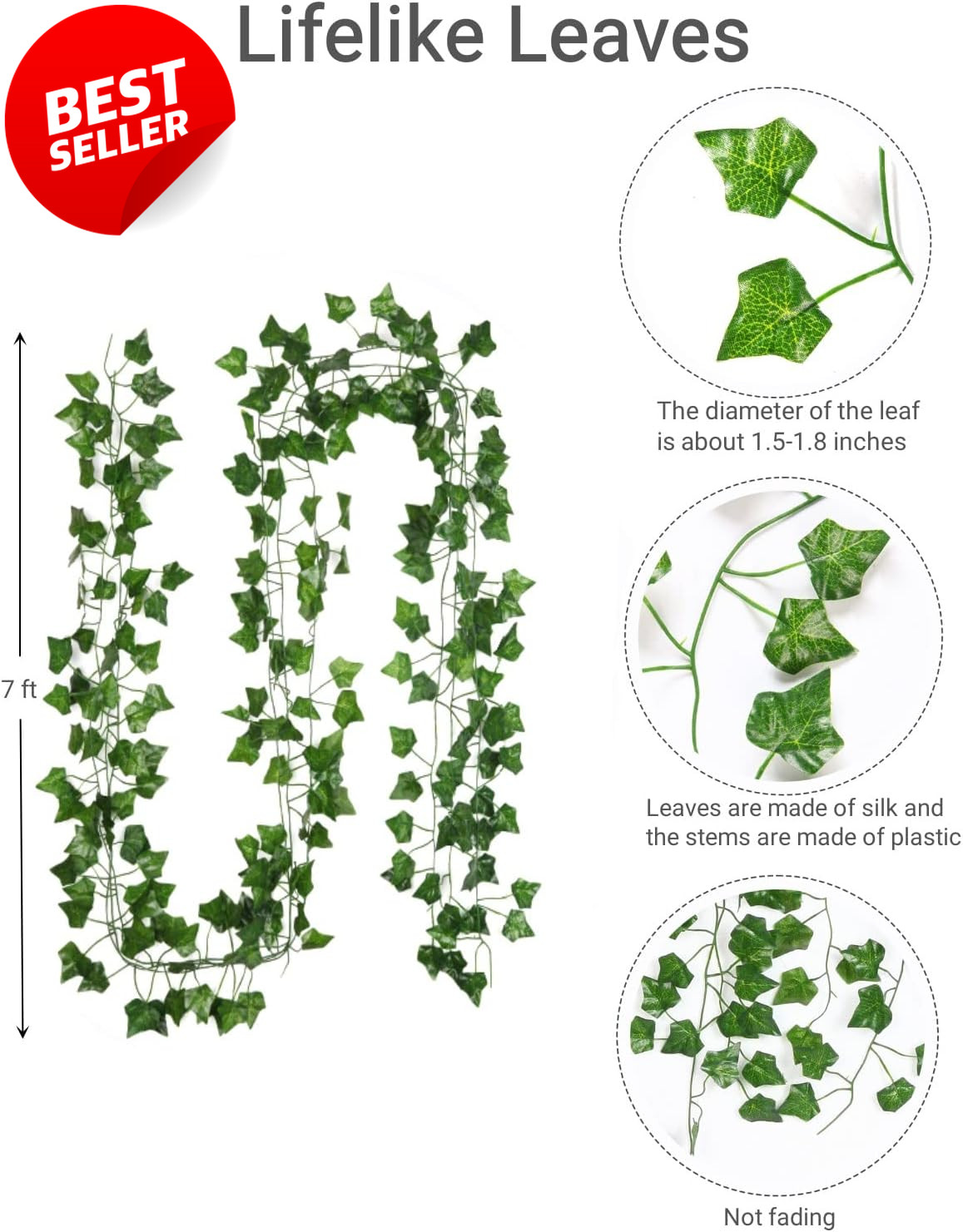 12 Pack Fake Vines 84FT Artificial Ivy Leaves Greenery Wall Room Decor – US