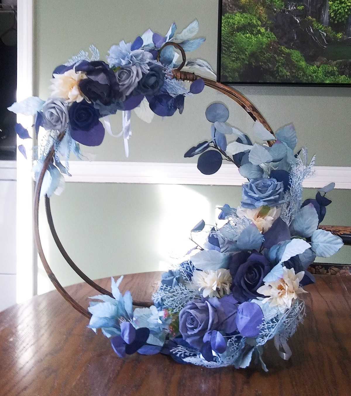Two Artificial Floral Swags 22″ & 16″ Blue Multi Colors