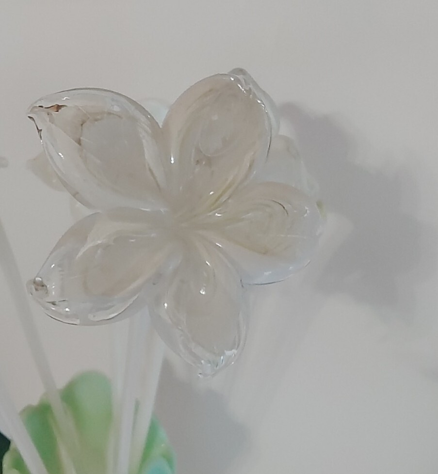 Vintage Royal Gallery YELLOW BROWN WHITE Long Stem Glass Flower *SET 6*