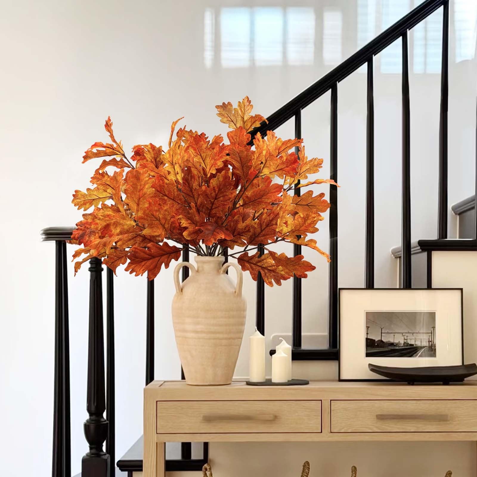 2 Pack 21.6in/55cm Artificial Fall Stems with 106 Ombre Leaves,Realistic Autu…