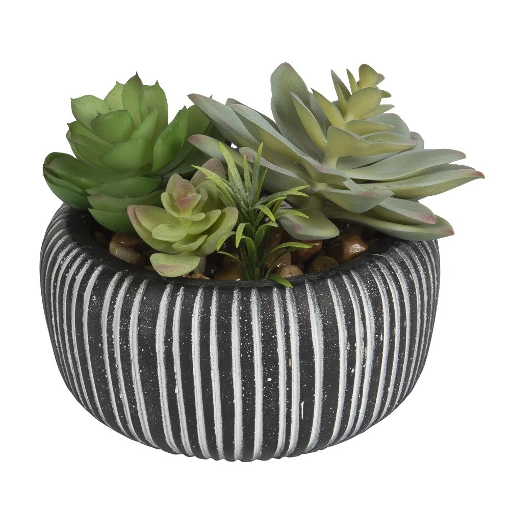 Artificial Succulent Plant in Decorative Stone Pot Multicolor for Home Desk