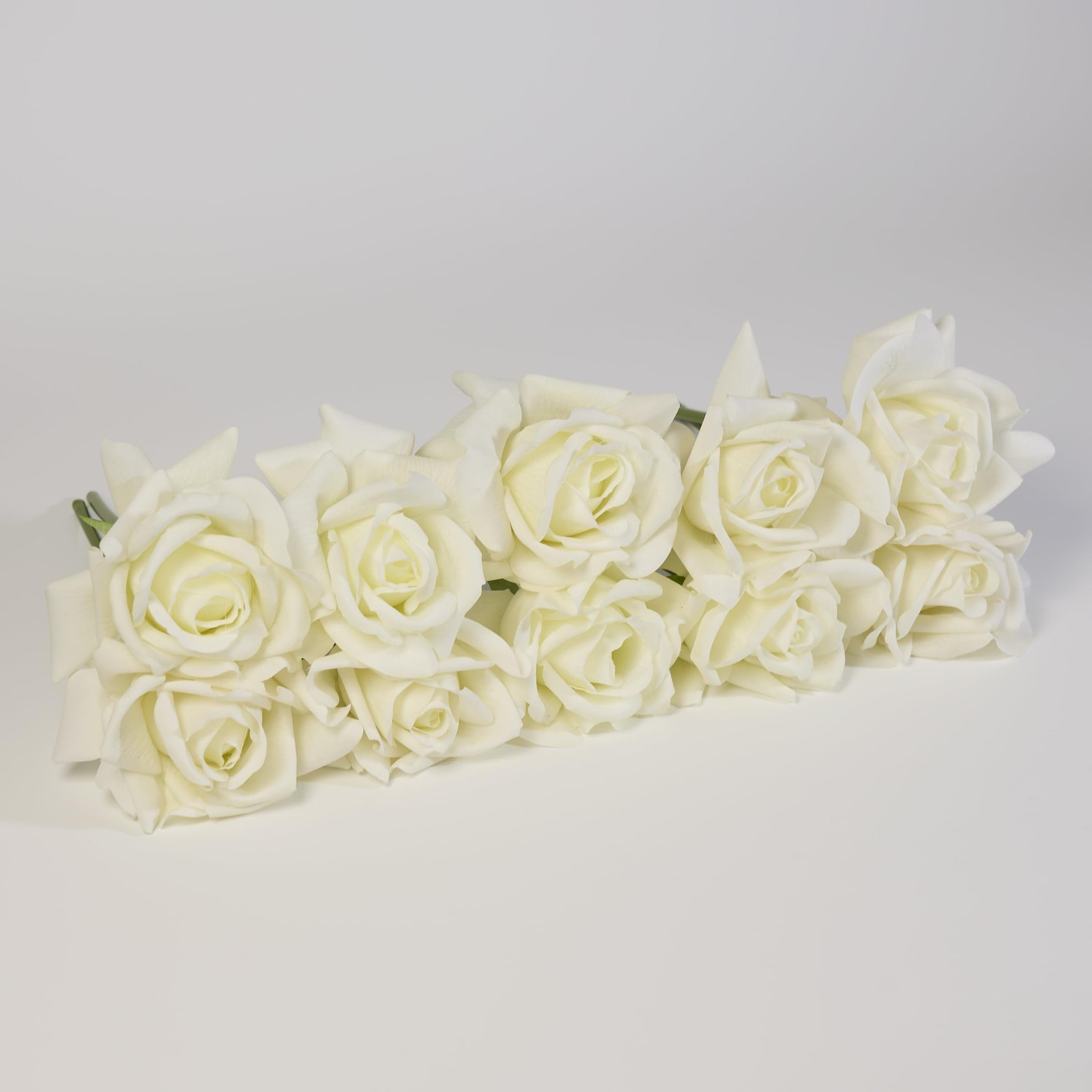 10 PCS Artificial White Roses Real Touch Mini Bouquet Wedding Centerpiece